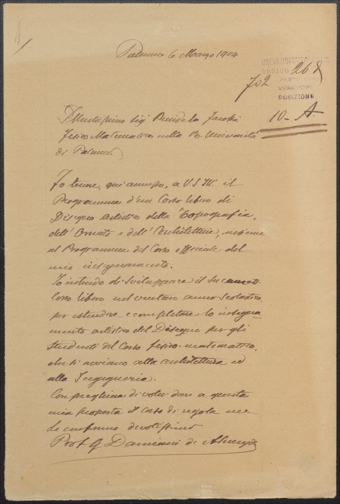 Damiani Almeyda, Giuseppe - Corsi liberi (1904-1905)