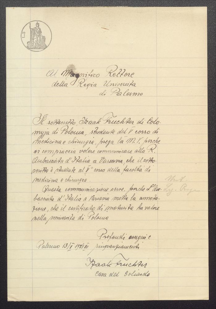 Früchter, Izaak - Fascicolo studente