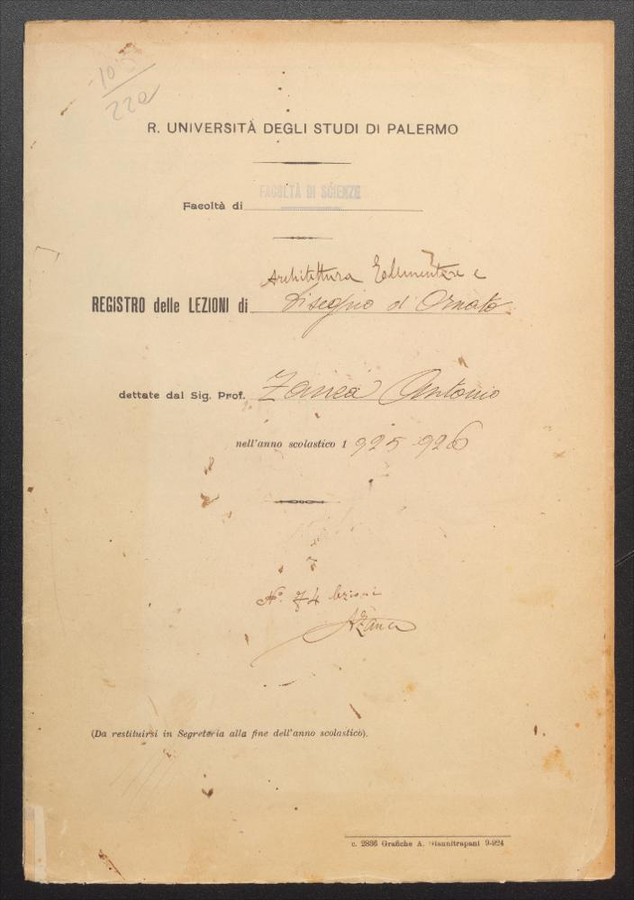 Zanca, Antonio - Registri delle lezioni